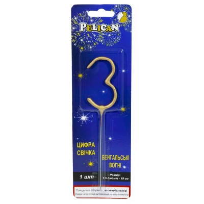 Свеча цифра бенгальская Pelican, 