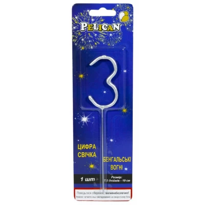 Свеча цифра бенгальская Pelican, 