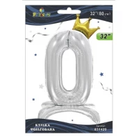 Шарик фольгированный цифра с короной на подставке Шарик фольгированный цифра с короной на подставке