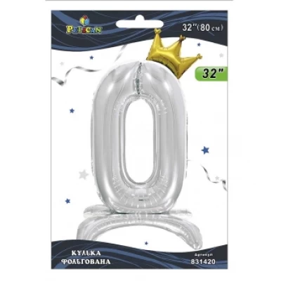 Шарик фольгированный цифра с короной на подставке Шарик фольгированный цифра с короной на подставке