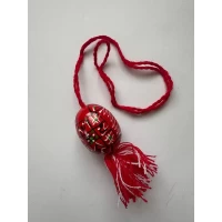 Декоративная деревянная писанка подвесная с кистями, 4см (L00002)