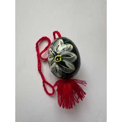 Декоративная деревянная писанка подвесная с кистями, 6см (L00003)