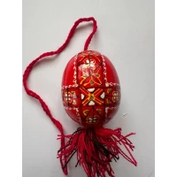 Декоративная деревянная писанка подвесная с кистями, 6см (L00004)