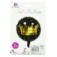 Шарик фольгированный круглый 43см, Корона Черный Без бренда (XTS-DK029) Шарик фольгированный круглый 43см, Корона Черный Без бренда (XTS-DK029)