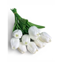 Букет латексных тюльпанов с эффектом живого прикосновения 9 бутонов (4 х 4см) белый 34 см Белый Marill (C30444-05)