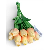 Букет тюльпанов с эффектом живого прикосновения 9 бутонов (4 х 4см) персиково-розовый 34 см Разноцветный Marill (C30444-07)