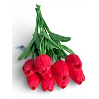 Букет латексных тюльпанов с эффектом живого прикосновения 9 бутонов (4 х 4см) красный 34 см Красный Marill (C30444-01)