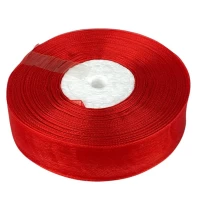 Лента с органзы  красная 2,5 см х  50 ярдов Красный Marill (D02025-1026)