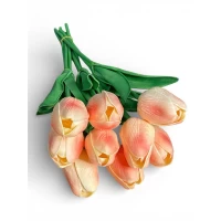 Букет тюльпанов с эффектом живого прикосновения, 9 бутонов (4 х 4см), персиково-розовый, 34 см Разноцветный Marill (C30444-09)