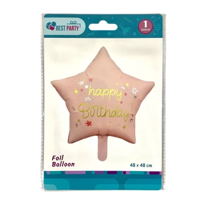 Шарик надувной фольгированный 48 х 48см Happy Birthday Звезда розовая (BP10866) Шарик надувной фольгированный 48 х 48см Happy Birthday Звезда розовая (BP10866)