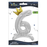 Шарик фольгированный цифра с короной на подставке Шарик фольгированный цифра с короной на подставке