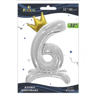 Шарик фольгированный цифра с короной на подставке Шарик фольгированный цифра с короной на подставке