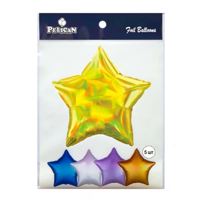 Шарик фольгированный Pelican 10' звезда голограмма золото 25 см, 5шт/уп Золотой Pelican (832761) Шарик фольгированный Pelican 10' звезда голограмма золото 25 см, 5шт/уп Золотой Pelican (832761)
