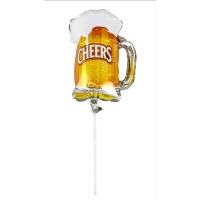 Шарик надувной фольгированный mini Myler, Кружка пива + палка пластиковая 30см (BP10834) Шарик надувной фольгированный mini Myler, Кружка пива + палка пластиковая 30см (BP10834)