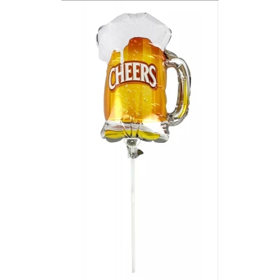 Шарик надувной фольгированный mini Myler, Кружка пива + палка пластиковая 30см (BP10834) Шарик надувной фольгированный mini Myler, Кружка пива + палка пластиковая 30см (BP10834)