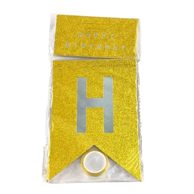 Гирлянда-флажки Happy birthday 16.5 х 11.5см, (10261 Gold)