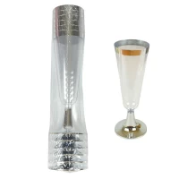 Бокалы пластиковые многоразовые для шампанского с серебром, 6шт/уп (7500-58) Бокалы пластиковые многоразовые для шампанского с серебром, 6шт/уп (7500-58)