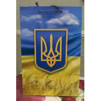 Подарочные пакеты, Флаг Украины с гербом, PVM253708U Желто-синий Unison (PVM253708U-2)