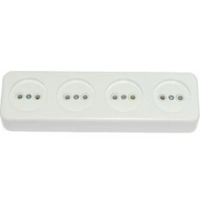 Колодка 4-я 16А белая наружная б.з. пластик АВС Харьков