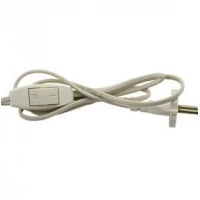 Шнур с выключателем для бра 6А 220В 1,3м белый(белая кнопка)Б.Ц. плоская вилка