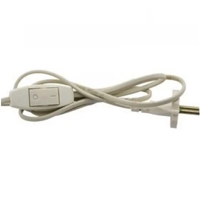 Шнур с выключателем для бра 6А 220В 1,3м белый(белая кнопка)Б.Ц. плоская вилка