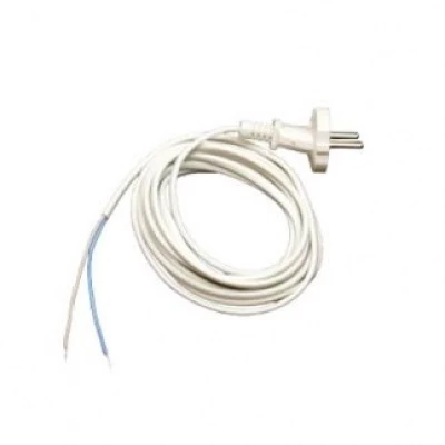 Шнур ШВВП с круглой вилкой 6А 220В(2*0.5мм) 2м белый сталь