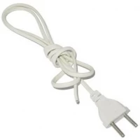 Шнур ШВВП с плоской вилкой 6А 220В (2*05.мм)1.3м белый сталь