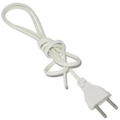 Шнур ШВВП с плоской вилкой 6А 220В (2*05.мм)1.3м белый сталь