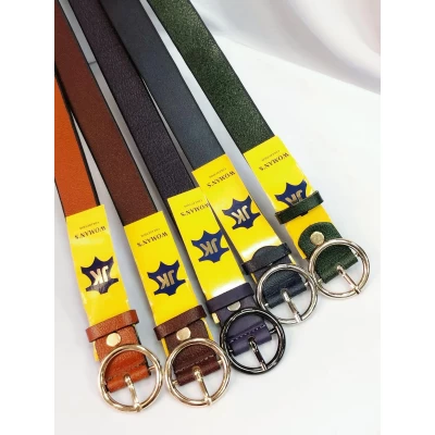 Ремень женский однотонный кожаный 2,5 см, много разных расцветок