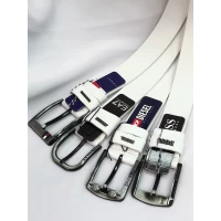 Ремень белый Турецкая кожа брендовый,4 см