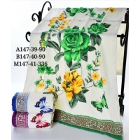 Полотенце для лица велюр Цветы-Бабочки 50 x 90 см