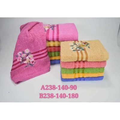 Полотенце махровое банное Цветы, в ассортименте