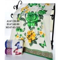 Полотенце банное велюр Цветы-Бабочки 70 x 140 см