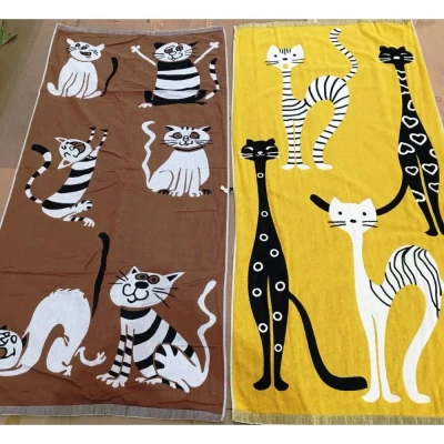 Полотенце для бани Коты 70 x 140 см, лён