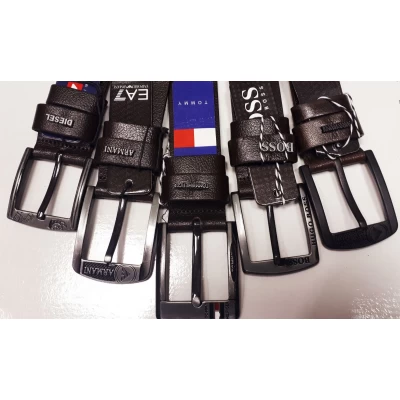 Ремень коричневая кожа брендовый 4 см, в ассортименте, Турция