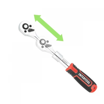 Рукоятка с храповым механизмом телескопическая, 72 зуба 1/4", Cr-V STORM INTERTOOL ET-8004 Рукоятка с храповым механизмом телескопическая, 72 зуба 1/4", Cr-V STORM INTERTOOL ET-8004