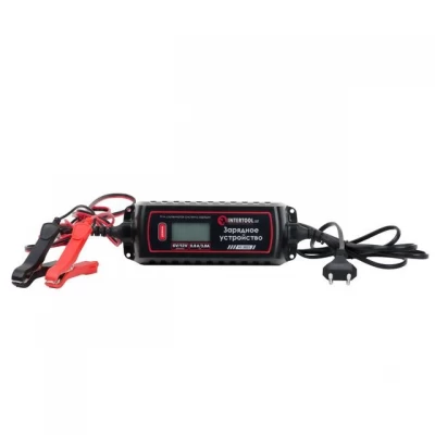Зарядное устройство 6/12В, 0.8/3.8А, 230В, зимний режим зарядки, дисплей, максимальная емкость заряжаемого аккумулятора 1.2-120 а/ч INTERTOOL AT-3023