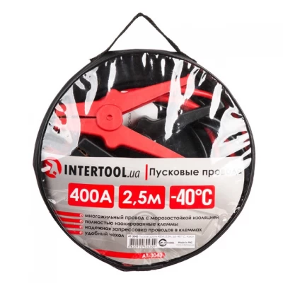 Пусковые провода 400А, 2.5м, до -40°C, чехол INTERTOOL AT-3043