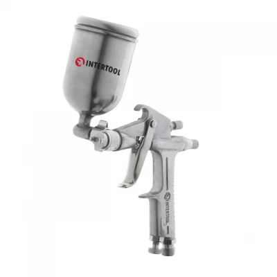 Краскопульт пневматический HP MINI, форсунка 0.5мм, верхний металлический бачок 200мл, 5бар INTERTOOL PT-0301