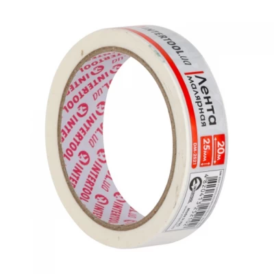 Лента малярная 25мм, 20м, белая INTERTOOL DM-2521 Лента малярная 25мм, 20м, белая INTERTOOL DM-2521