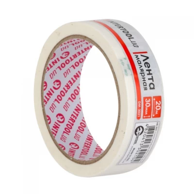 Лента малярная 30мм, 20м, белая INTERTOOL DM-3021