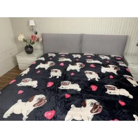 Плед микрофибра полированный Мопсы (180*200), 3 расцветки