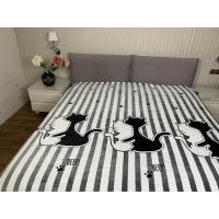 Плед микрофибра полированный полосатый Коты (160*200)	