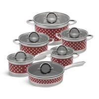 Набор посуды красный горошек Edenberg EB-4056 - 12 предметов