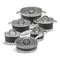 Набор посуды черный горошек Edenberg EB-4055 - 12 предметов