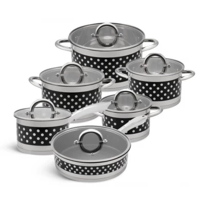 Набор посуды черный горошек Edenberg EB-4055 - 12 предметов