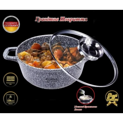 Сотейник с крышкой мраморный Edenberg EB-3980 - 6.5л/28см