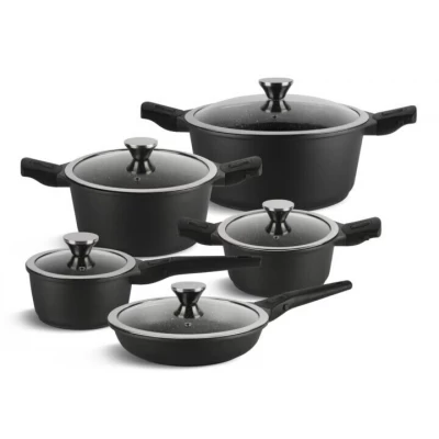 Набор посуды с трехслойным мраморным покрытием Edenberg EB-5632 - 10 предметов, съемная ручка