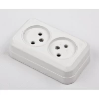 Розетка двойная без земли РА16-У07 с дном белая Житомир