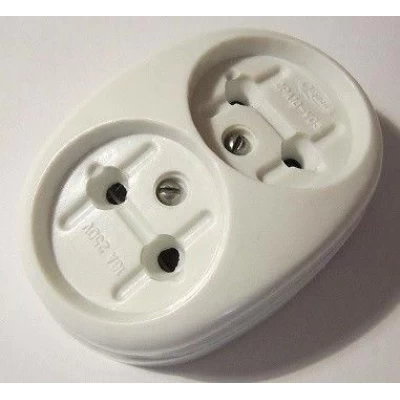 Розетка двойная 2РА16-У06 без заземления белая Житомир Розетка двойная 2РА16-У06 без заземления белая Житомир